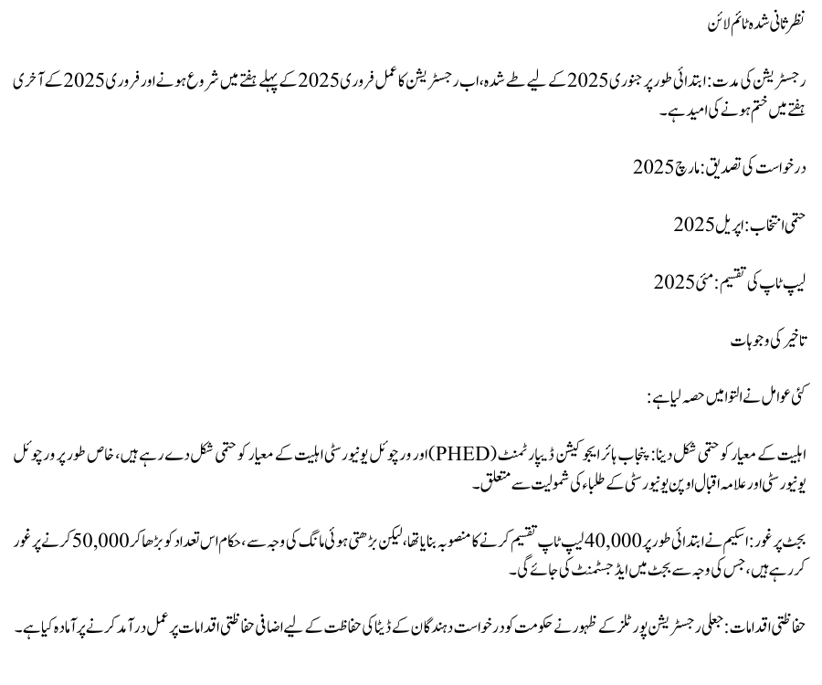 Latest Updates on the CM Punjab Laptop Scheme