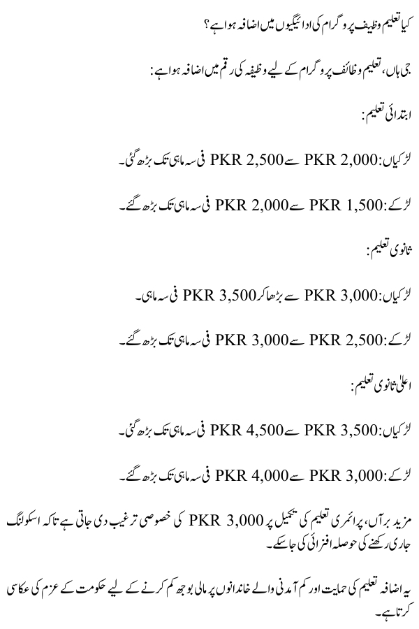 Benazir Taleemi Wazaif New Payment Updates for April 2025