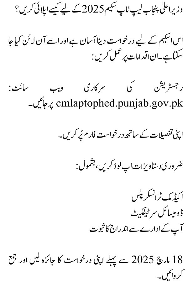 CM Punjab Laptop Scheme 2025 Registration Update